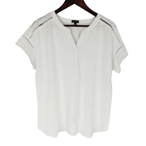 Talbots White Blouse with Lace Detail